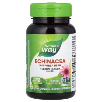 Эхинацея пурпурная, Echinacea Purpurea Herb, Nature's Way, 1200 мг, 100 веганских капсул (400 мг на капсулу)