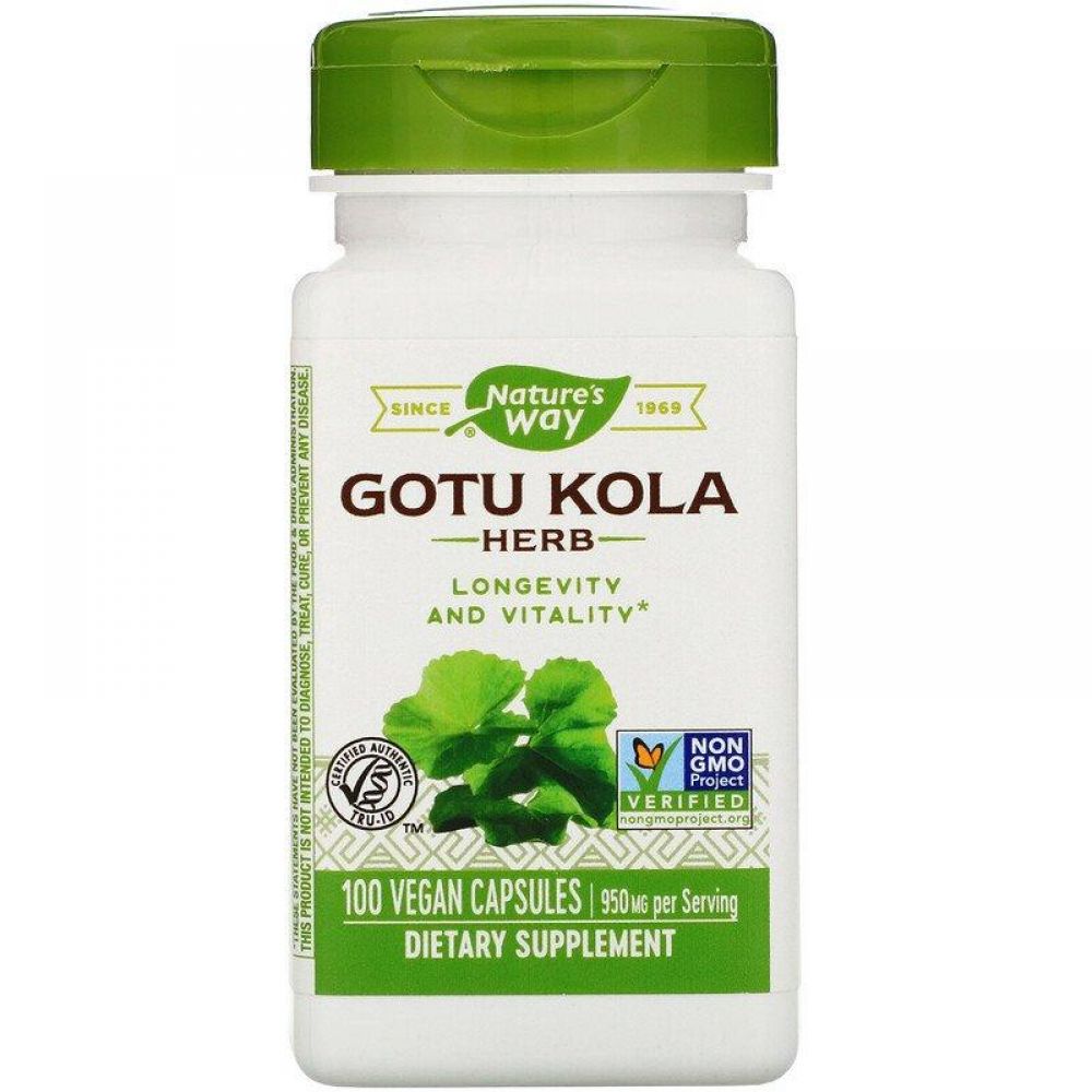 Готу кола, Gotu Kola Herb, Nature's Way, 950 мг, 100 капcул