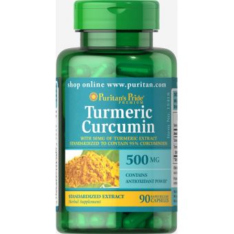 Куркумин, Turmeric Curcumin, Puritan's Pride, 500 мг, 90 капсул