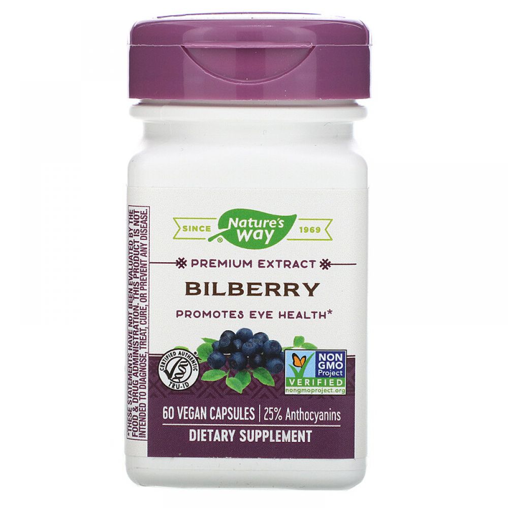 Черника, Bilberry Standardized, Nature's Way, 60 капсул