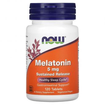 Мелатонин, Melatonin, Now Foods, 5 мг, 120 таблеток