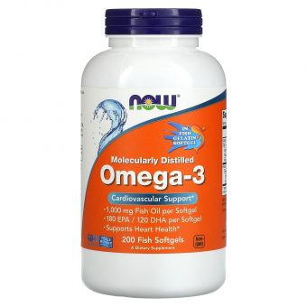 Омега-3 риб'ячий жир, Omega-3 Fish Oil, Now Foods, 2000 мг, 200 рибних гелевих капсул (1000 мг у капсулі)