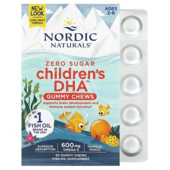 Рыбий жир для детей, Children's DHA Gummies, Nordic Naturals, 600 мг, 30 жевательных конфет