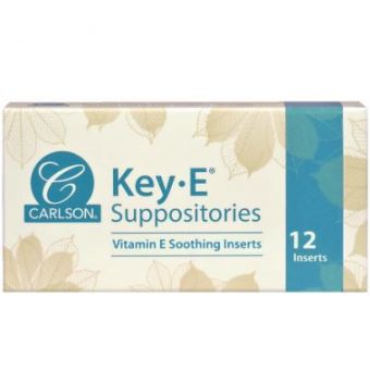 Геморой, свічки з вітаміном Е, Key • E Suppositories, Carlson, 12 шт.