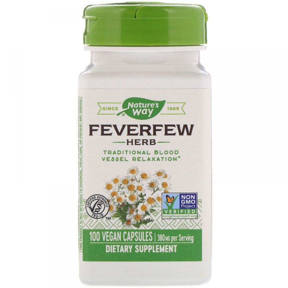 Пиретрум девичий, Feverfew Herb, Nature's Way, 380 мг, 100 капсул