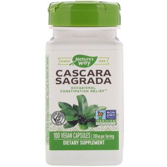 Каскара саграда, Cascara Sagrada, Nature's Way, 350 мг, 100 капсул