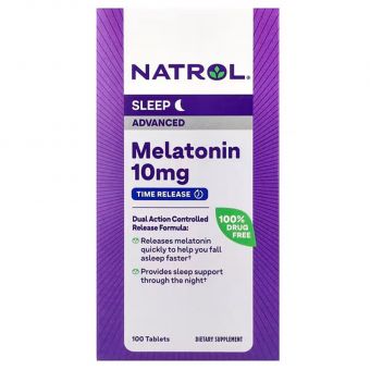 Мелатонин, Melatonin Advanced Sleep, Natrol, медленное высвобождение, 10 мг, 100 таблеток