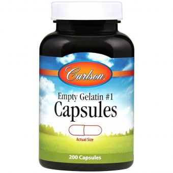 Пустая желатиновая капсула № 1, Med-SM #1 Empty Capsules, Carlson, 200 капсул