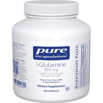 L-глютамин, l-Glutamine, Pure Encapsulations, 850 мг, 250 капсул