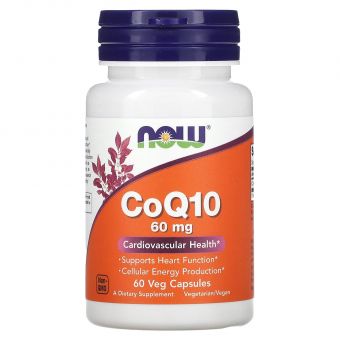 Коэнзим Q10, CoQ10, Now Foods, 60 мг, 60 вегетарианских капсул