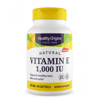 Витамин Е, Vitamin E, Healthy Origins, 1000 МЕ, 60 гелевых капсул