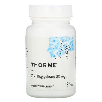 Бісгліцинат цинку, Zinc Bisglycinate, Thorne, 30 мг, 60 капсул