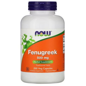 Пажитник, Fenugreek, Now Foods, 500 мг, 250 капсул