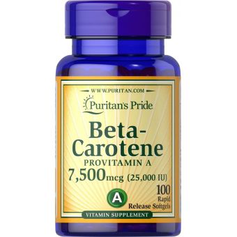 Бета-каротин, Beta-Carotene, Puritan's Pride, 7500 мкг, 100 гелевих капсул