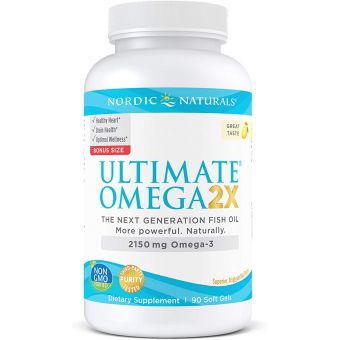 Омега 2X, Ultimate Omega 2X, Nordic Naturals, 2150 мг, 90 капсул