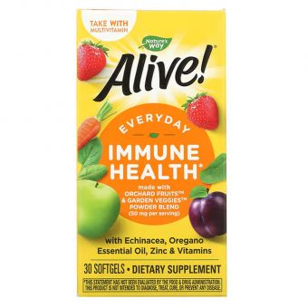 Мультивитамины, поддержка иммунитета, Alive! Immune Health, Nature's Way, 30 гелевых капсул