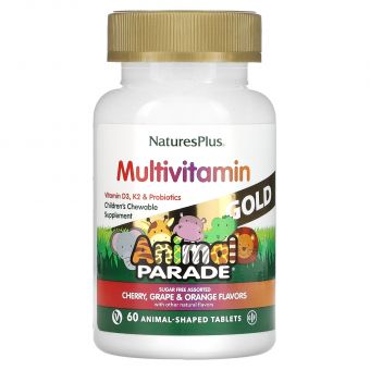 Мультивітаміни та мінерали для дітей, з різними смаками, Multi-Vitamin & Mineral, Nature&#39;s Plus, Source of Life, вишня, 60 таблеток у формі тварин