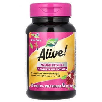 Мультивитамины для женщин старше 50 лет, Alive! Women's 50+, Nature's Way, 50 таблеток