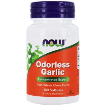 Чеснок, Odorless Garlic, Now Foods, без запаха, 100 гелевых капсул