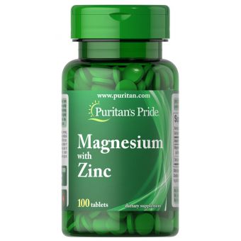 Магний цинк, Magnesium with Zinc, Puritan's Pride, 100 таблеток 