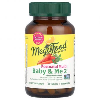 Мультивітаміни для жінок після пологів, Baby & Me 2, MegaFood, 60 таблеток