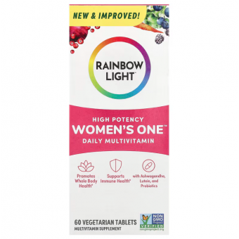 Мультивитамины для женщин, Women's Multivitamin, Rainbow Light, 1 в день, высокая эффективность, 60 вегетарианских таблеток