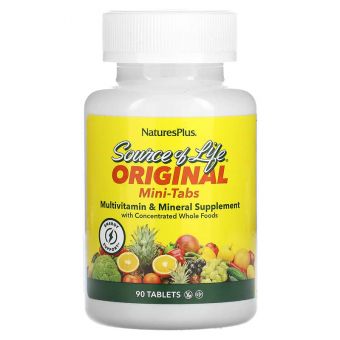 Мультивитамины и минералы, Multi-Vitamin & Mineral, Nature's Plus, Source of Life, 90 мини таблеток