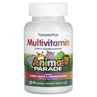 Мультивітаміни та мінерали для дітей, Multi-Vitamin & Mineral Supplement, Nature&#39;s Plus, з різними смаками, 90 таблеток у формі тварин