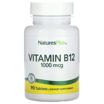 Витамин В-12, Vitamin B-12, Nature's Plus, 1000 мкг, 90 таблеток