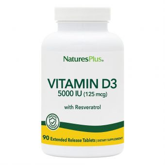 Витамин D3 ультра, Ultra Vitamin D3, Nature's Plus, 125 мкг (5000 МЕ), 90 таблеток с расширенным высвобождением