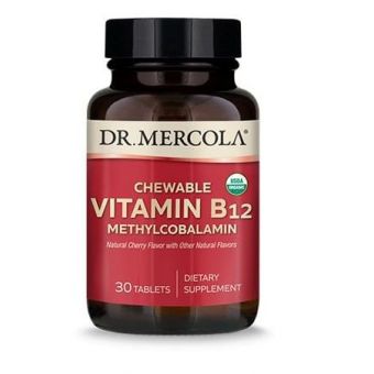 Витамин В12, Vitamin B12, Dr. Mercola, органик, 1000 мкг, 30 жевательных таблеток