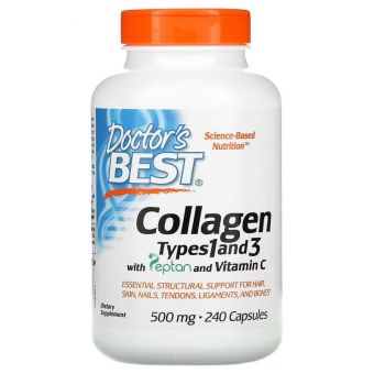 Коллаген 1 и 3 типа, Collagen Types 1& 3, Doctor's Best, 500 мг, 240 капсул