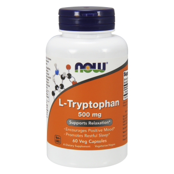 Триптофан, L-Tryptophan, Now Foods, 500 мг, 60 капсул