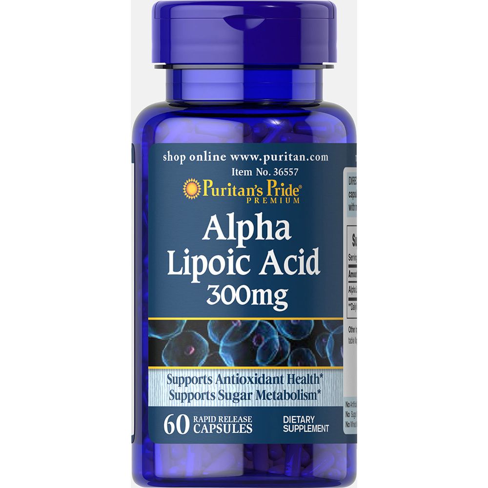 Альфа-липоевая кислота, Alpha Lipoic Acid, Puritan's Pride, 300 мг, 60 капсул