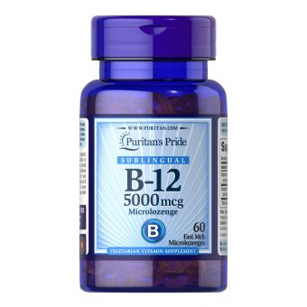 Витамин B-12,Vitamin B-12, Puritan's Pride, сублингвальный, 5000 мкг, 60 микропастилок