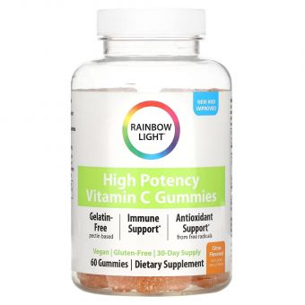 Витамин C, Vitamin C Gummies, Rainbow Light, со вкусом цитруса, 60 жевательных конфет