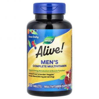 Мультивітаміни для чоловіків, Alive!® Men's Complete Multivitamin, Nature's Way, повний комплекс, 130 таблеток