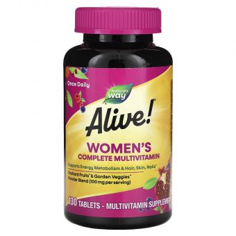 Мультивитамины для женщин, Women's Complete Multivitamin, Nature's Way, Alive!, 130 таблеток