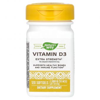 Витамин D3, Vitamin D3, Nature's Way, повышенная сила, 50 мкг (2000 МЕ), 120 капсул