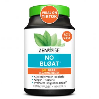 Пробіотик від здуття живота, No Bloat with Clinically Studied DE111 Probiotic, Zenwise Health, щоденний, 100 вегетаріанських капсул