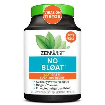 Пробіотик від здуття живота, No Bloat with Clinically Studied DE111 Probiotic, Zenwise Health, щоденний, 160 вегетаріанських капсул