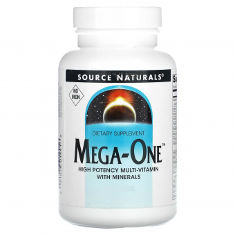 Мультивитамины и минералы, без железа, Mega-One, Source Naturals, по 1 в день, 30 таблеток