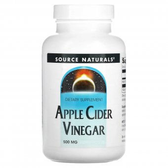 Яблочный cидровый уксус, Apple Cider Vinegar, Source Naturals, 500 мг, 90 таблеток