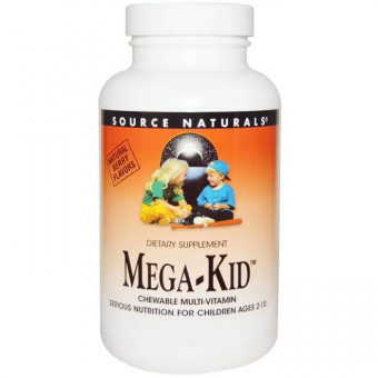 Витамины и минералы для детей, Mega-Kid, Source Naturals, вкус ягод, 30 жевательных таблеток