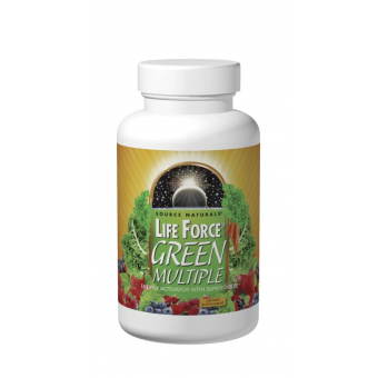 Мультивитамины, Life Force Green Multiple, Source Naturals, активатор энергии с суперпродуктами, 45 таблеток