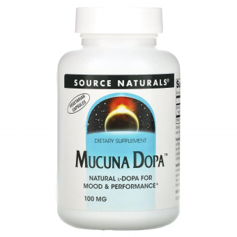 Мукуна жгучая, Mucuna Dopa, Source Naturals, 100 мг, 60 вегетарианских капсул