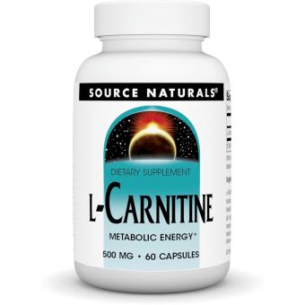 L-карнітин тартрат, L-Carnitine Metabolic Energy, Source Naturals, для метаболічної енергії, 500 мг, 60 капсул