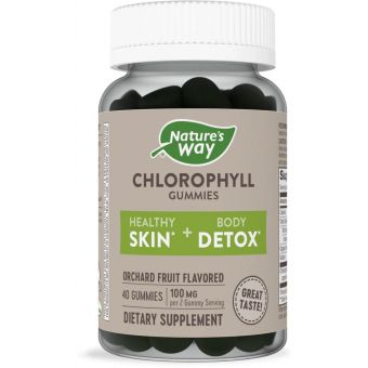 Хлорофилл, Chlorophyll Gummies, Nature's Way, вкус садовых фруктов, 100 мг, 40 жевательных конфет (50 мг на одну конфету)