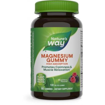 Магний цитрат, Magnesium Gummy, Nature's Way, со вкусом ягод, 100 мг, 60 жевательных конфет