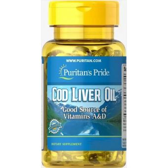 Рыбий жир из печени трески, Cod Liver Oil, Puritan's Pride, 415 мг, 30 гелевых капсул